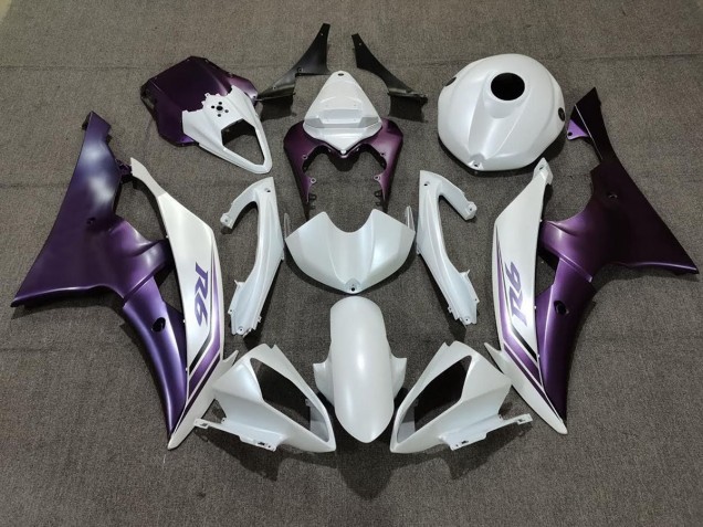 Blanco Mate & Morado 08-16 Yamaha R6 Carenado Blanco Mate & Morado 08-16 Yamaha R6 Carenado