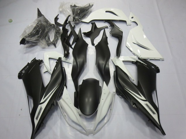 Blanco Negro Mate 13-18 Kawasaki ZX6R Carenado Blanco Negro Mate 13-18 Kawasaki ZX6R Carenado