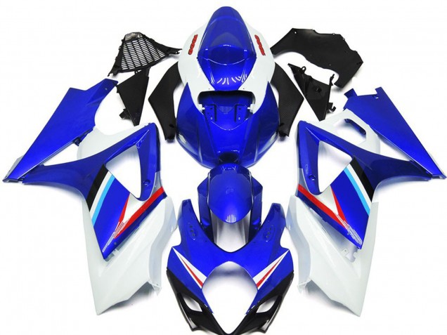 Brillo Azul & Blanco 07-08 Suzuki GSXR 1000 Carenado Brillo Azul & Blanco 07-08 Suzuki GSXR 1000 Carenado