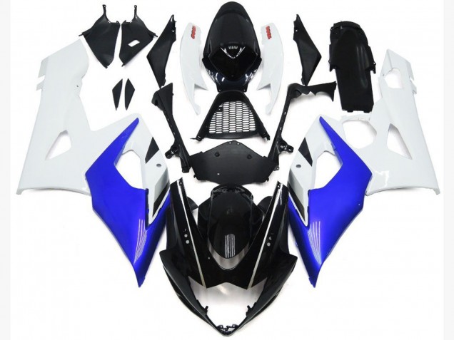 Brillo Azul & Blanco Brillo 05-06 Suzuki GSXR 1000 Carenado Brillo Azul & Blanco Brillo 05-06 Suzuki GSXR 1000 Carenado