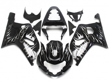 Brillo Blanco & Negro Llama 01-03 Suzuki GSXR 600-750 Carenado