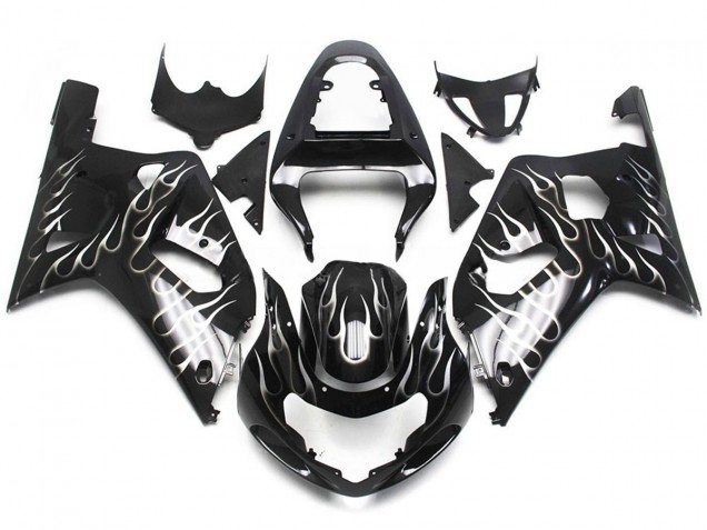 Brillo Blanco & Negro Llama 01-03 Suzuki GSXR 600-750 Carenado Brillo Blanco & Negro Llama 01-03 Suzuki GSXR 600-750 Carenado