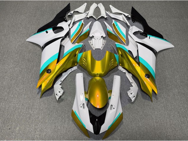 Brillo Dorado & Azul Claro 17-21 Yamaha R6 Carenado Brillo Dorado & Azul Claro 17-21 Yamaha R6 Carenado