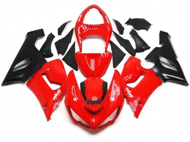 Calcomanías Lisas En Rojo & Blanco Brillante 05-06 Kawasaki ZX6R Carenado