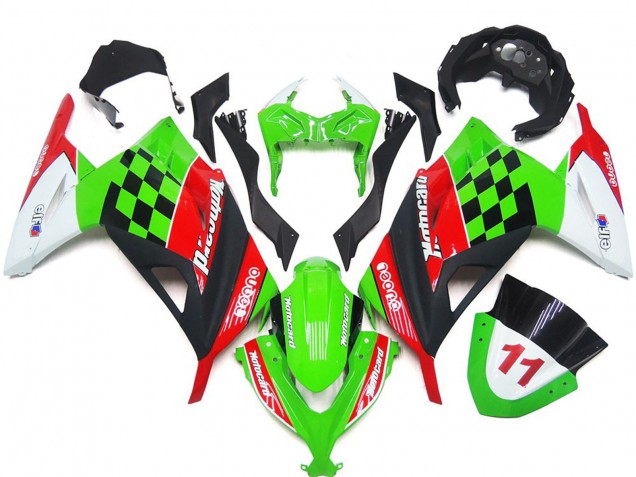 Cuadros Rojos & Negros Brillantes 13-18 Kawasaki Ninja 300 Carenado