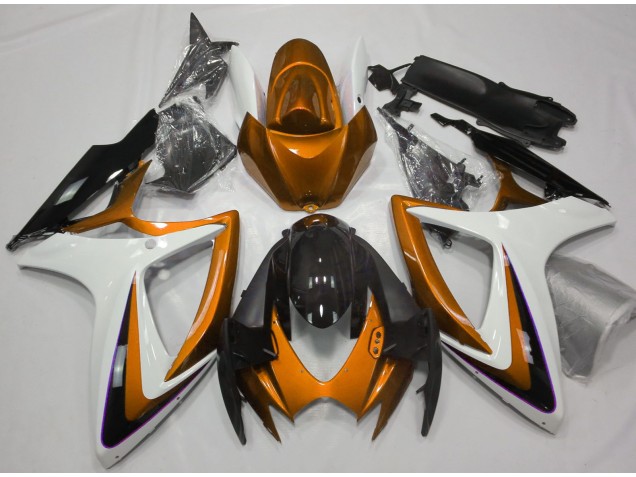 Degradado Naranja & Blanco 06-07 Suzuki GSXR 600-750 Carenado Degradado Naranja & Blanco 06-07 Suzuki GSXR 600-750 Carenado