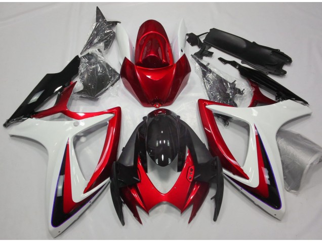 Degradado Rojo & Blanco 06-07 Suzuki GSXR 600-750 Carenado Degradado Rojo & Blanco 06-07 Suzuki GSXR 600-750 Carenado