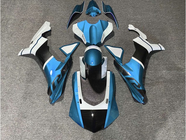 Detalles En Azul Claro & Fibra De Carbono 15-19 Yamaha R1 Carenado