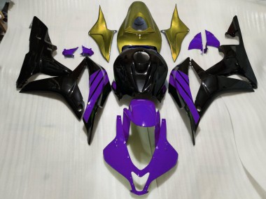 Detalles En Negro Brillante Morado & Dorado 07-08 Honda CBR600RR Carenado