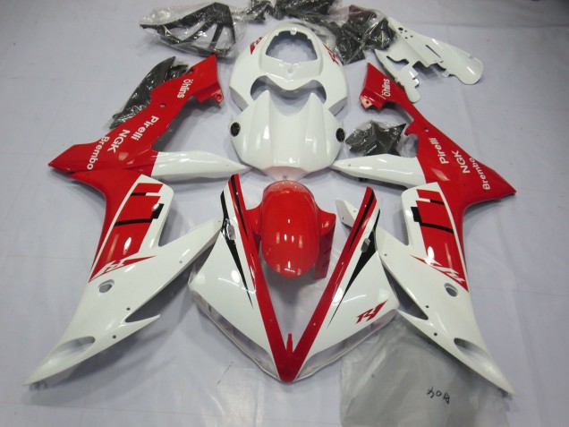 Diseño Blanco & Rojo 04-06 Yamaha R1 Carenado Diseño Blanco & Rojo 04-06 Yamaha R1 Carenado
