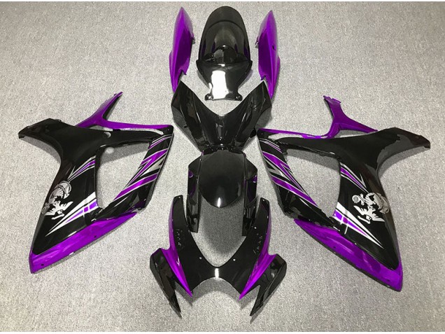 Diseño Morado Brillante & Negro 06-07 Suzuki GSXR 600-750 Carenado Diseño Morado Brillante & Negro 06-07 Suzuki GSXR 600-750 Carenado