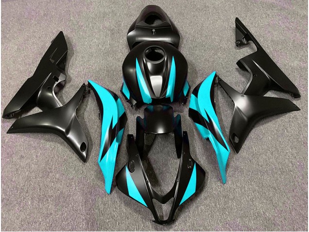 Diseño Negro Mate & Cian 07-08 Honda CBR600RR Carenado Diseño Negro Mate & Cian 07-08 Honda CBR600RR Carenado