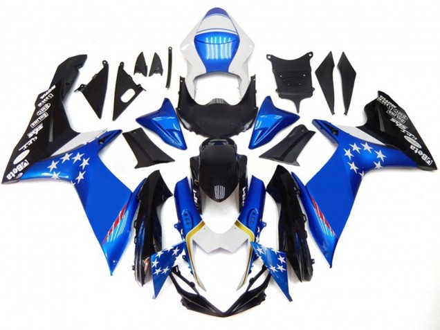 Estilo Azul Con Estrellas Rojas 11-24 Suzuki GSXR 600-750 Carenado Estilo Azul Con Estrellas Rojas 11-24 Suzuki GSXR 600-750 Carenado