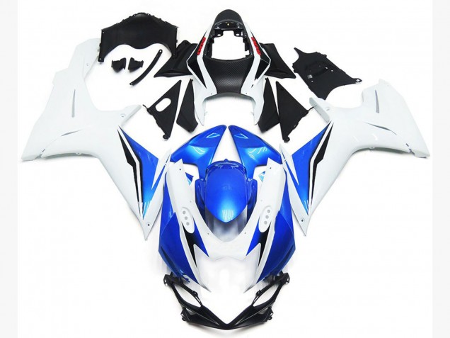 Estilo Blanco Brillante & Azul 11-24 Suzuki GSXR 600-750 Carenado Estilo Blanco Brillante & Azul 11-24 Suzuki GSXR 600-750 Carenado