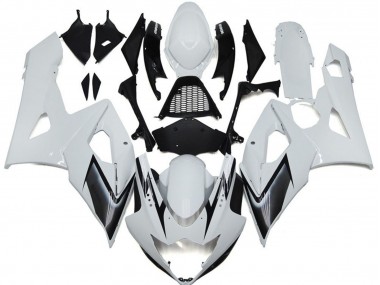 Estilo Blanco Brillante Con Toques Plateados 05-06 Suzuki GSXR 1000 Carenado