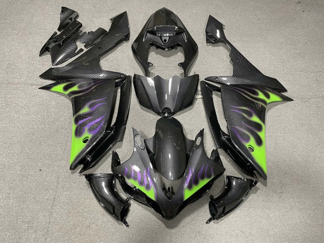 Estilo Fibra De Carbono Con Llamas 07-08 Yamaha R1 Carenado Estilo Fibra De Carbono Con Llamas 07-08 Yamaha R1 Carenado