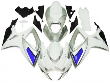 Estilo Plateado Blanco & Azul Brillante 06-07 Suzuki GSXR 600-750 Carenado