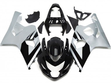 Estilo Plateado & Negro Brillante OEM 04-05 Suzuki GSXR 600-750 Carenado