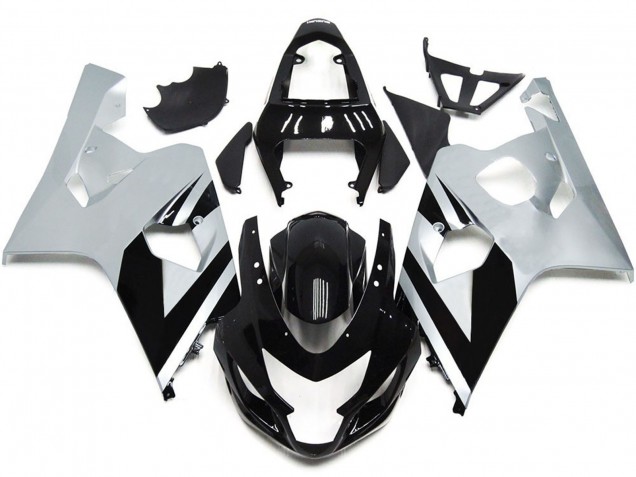 Estilo Plateado & Negro Brillante OEM 04-05 Suzuki GSXR 600-750 Carenado Estilo Plateado & Negro Brillante OEM 04-05 Suzuki GSXR 600-750 Carenado