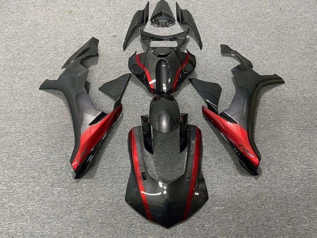 Fibra De Carbono Estilo & Rojo 15-19 Yamaha R1 Carenado Fibra De Carbono Estilo & Rojo 15-19 Yamaha R1 Carenado