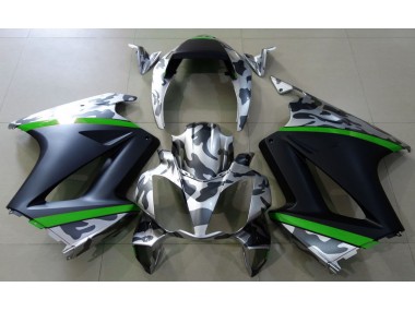 Gris Camuflaje & Verde 02-12 Honda VFR800 Carenado