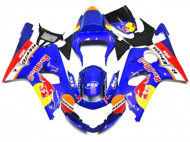Kit De Estilo OEM Rojo Personalizado Red Bull 00-02 Suzuki GSXR 1000 Carenado