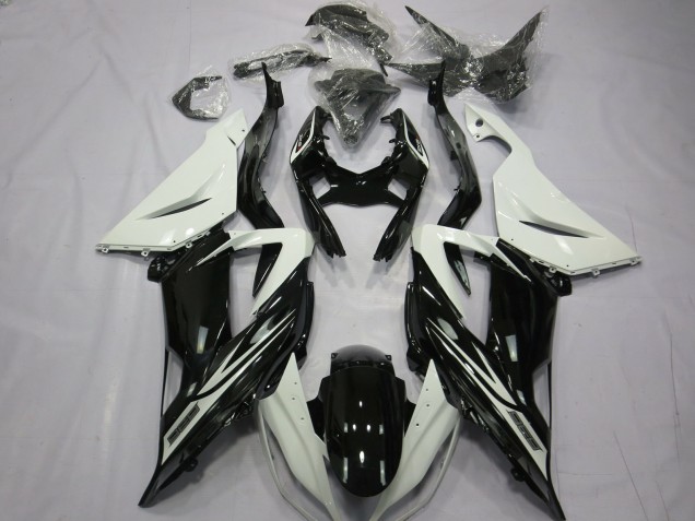 Liso Brillo Negro Blanco 13-18 Kawasaki ZX6R Carenado Liso Brillo Negro Blanco 13-18 Kawasaki ZX6R Carenado