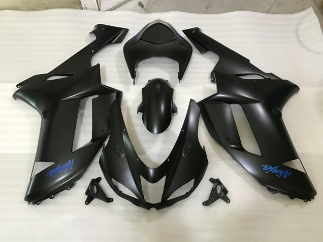 Logotipo Negro Mate & Azul 07-08 Kawasaki ZX6R Carenado Logotipo Negro Mate & Azul 07-08 Kawasaki ZX6R Carenado