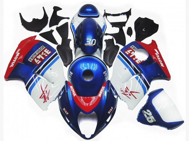 Logotipo Personalizado Azul & Blanco Motul 97-07 Suzuki GSXR 1300 Carenado Logotipo Personalizado Azul & Blanco Motul 97-07 Suzuki GSXR 1300 Carenado