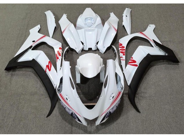 Logotipos En Blanco Perla & Rojo 16-19 Kawasaki ZX10R Carenado Logotipos En Blanco Perla & Rojo 16-19 Kawasaki ZX10R Carenado