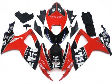 Logotipos Rojos & Negros Personalizados 06-07 Suzuki GSXR 600-750 Carenado