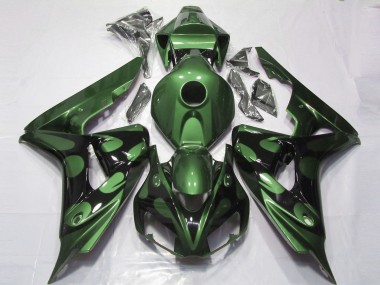Carenados Moto Honda CBR1000RR 2006-2007 - Verde Negro Brillante Llama