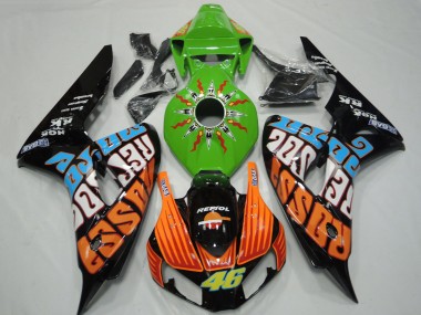 Carenados Moto Honda CBR1000RR 2006-2007 - Verde Naranja Azul Negro Brillante Rossi 46