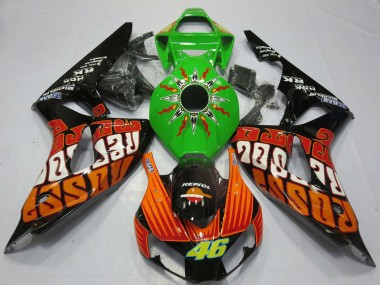 Carenados Moto Honda CBR1000RR 2006-2007 - Verde Naranja Negro Brillante Rossi 46