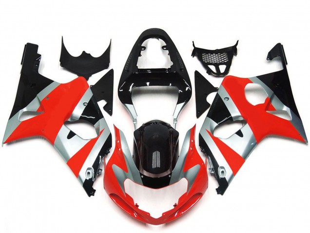 Carenados Moto Suzuki GSXR 1000 2000-2002 - Plata Rojo Negro Brillante OEM Estilo