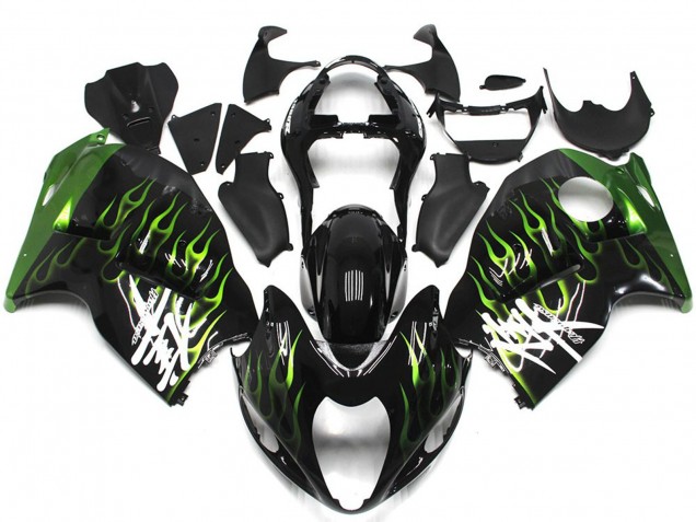 Carenados Moto Suzuki GSXR 1300 1996-2007 - Negro Brillante Verde Profundo Llama