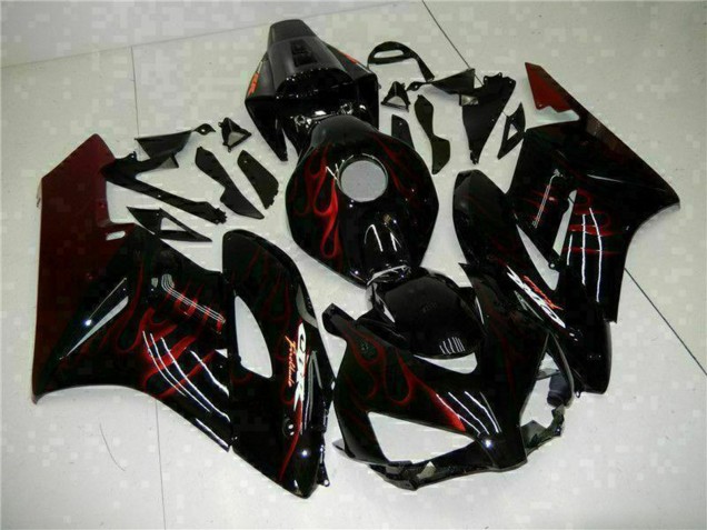 Carenados Moto Honda CBR1000RR 2004-2005 - Negro Brillante Rojo Llama