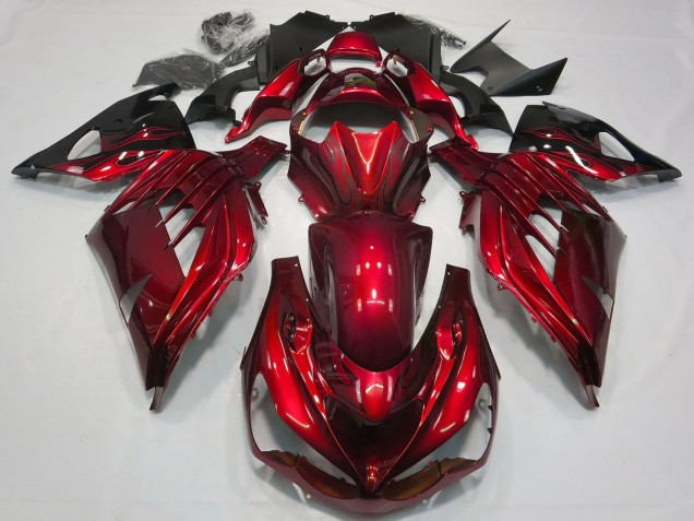Carenado Moto Kawasaki ZX14R 2012-2024 - Rojo Negro Brillante