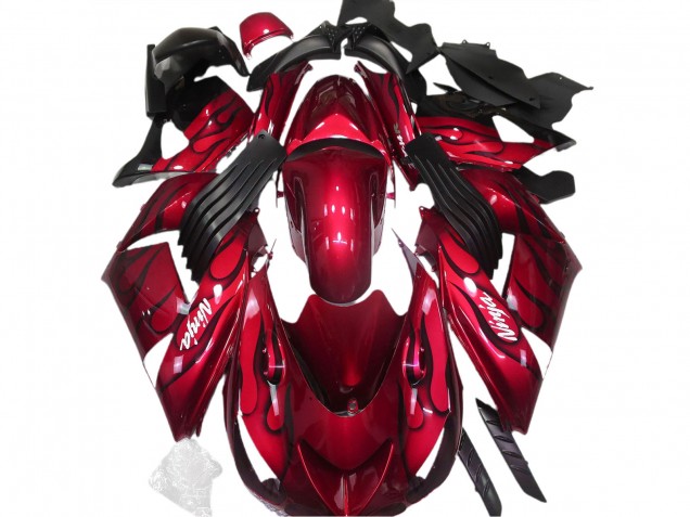 Carenados Moto Kawasaki ZX14R 2006-2011 - Rojo Negro Llama Blanco Ninja