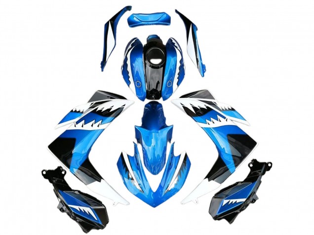 Carenado Moto Yamaha R3 2015-2018 - Azul Blanco Negro Tiburón