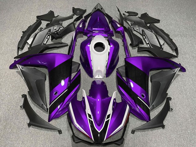 Carenados Moto Yamaha R3 2015-2018 - Púrpura Blanco Negro Brillante