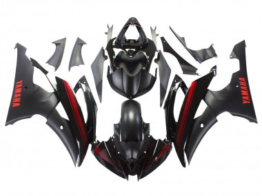Carenados Moto Yamaha YZF 600 R6 2008-2016 - Negro Brillante Negro Mate Rojo Raya