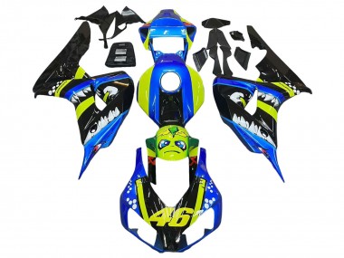 Carenados Moto Honda CBR1000RR 2006-2007 - Azul Fluorescent Verde Negro Brillante Tiburón 46