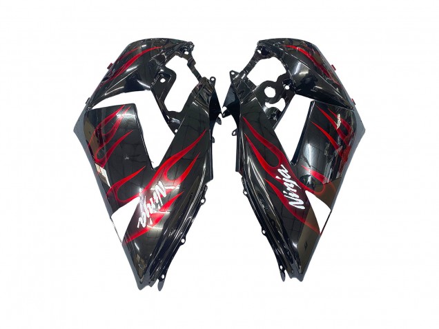 Kits Carenado Moto Kawasaki ZX14R ZZR1400 2006-2011 - Negro Brillante Rojo Llama