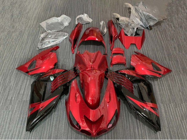 Carenado Moto Kawasaki ZX14R ZZR1400 2006-2011 - Rojo Negro Brillante