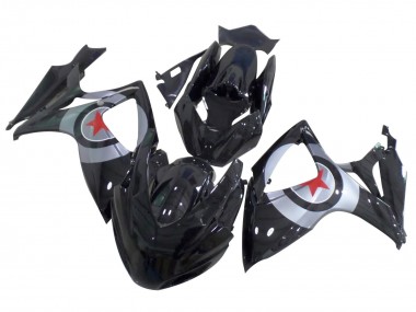 Carenados Moto Suzuki GSXR 600 / GSXR 750 2004-2005 - Negro Brillante Plata Rojo Estrella