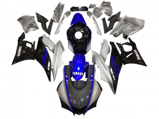 Carenado Moto Yamaha YZF R3/R25 2022-2024 - Plata Azul Negro FibraCarbono Estilo
