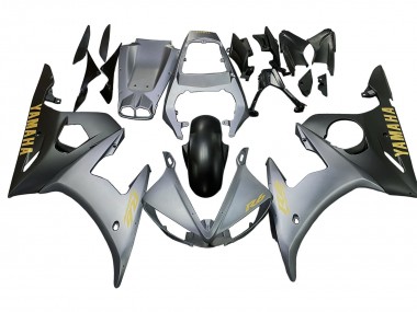 Carenados Moto Yamaha YZF R6 2003-2004 - Gris Mate Negro Mate Oro Calcomanías