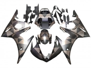 Carenados Moto Yamaha YZF R6 2003-2004 - Gris Negro Mate Geométrico