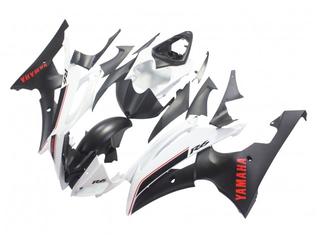 Carenados Moto Yamaha YZF 600 R6 2008-2016 - Blanco Negro Mate Rojo Calcomanías